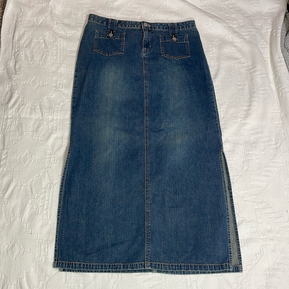 Y2K Unionbay Side Slit Full Maxi Denim Skirt - Vintage Size 13